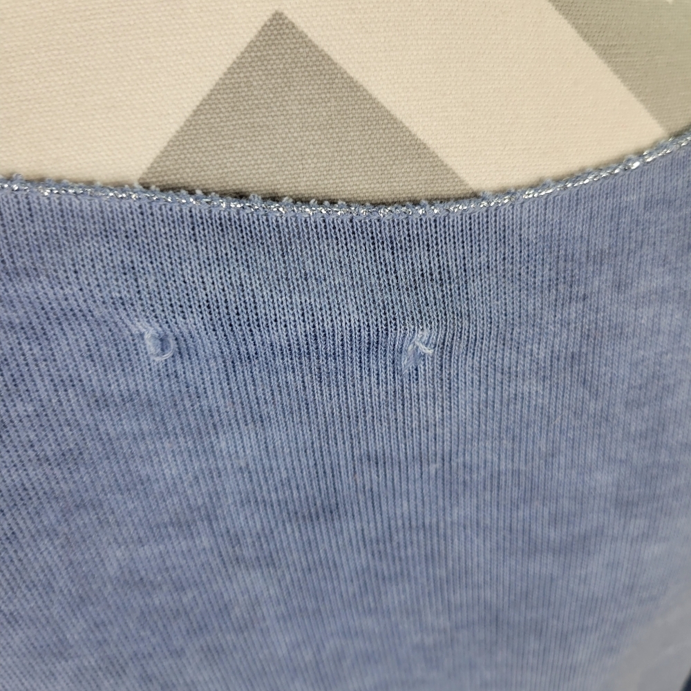 Made in Italy ART 8418 AF Chambray Knit Top Silver Metallic Accents Size L/XL - Picture 5 of 11